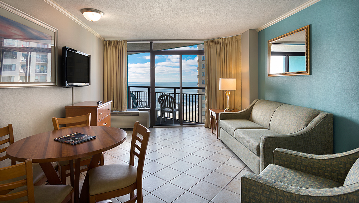 Landmark Resort Angle Oceanfront Myrtle Beach Suite Living Room