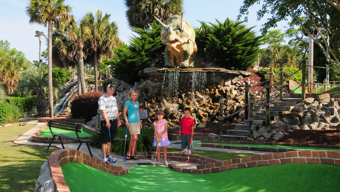 mini golf course with dinosaurs